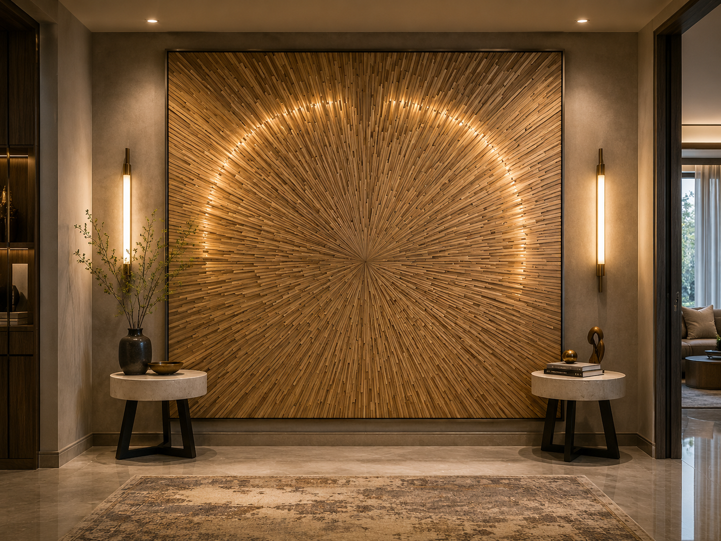 Straw marquetry decorative wall panel