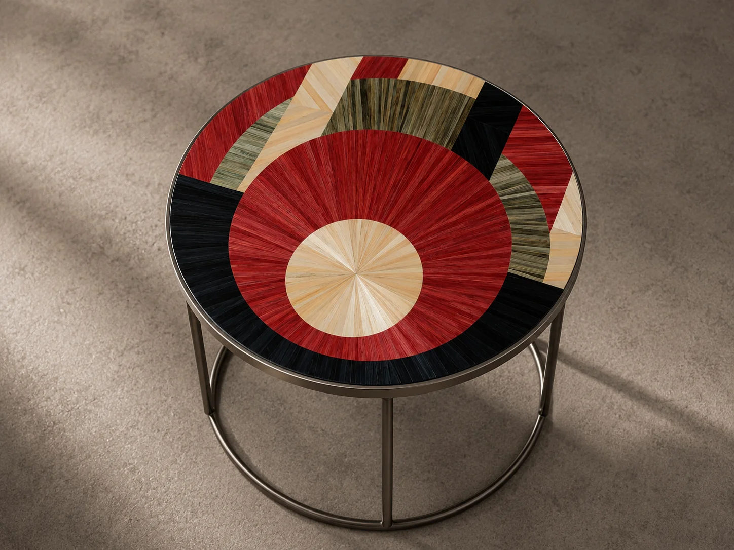 Straw marquetry console table